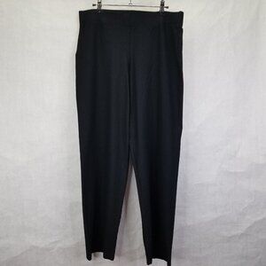 EILEEN FISHER Pants Women's M Ponte Knit Tapered Leg Elastic Waist Pull On Black